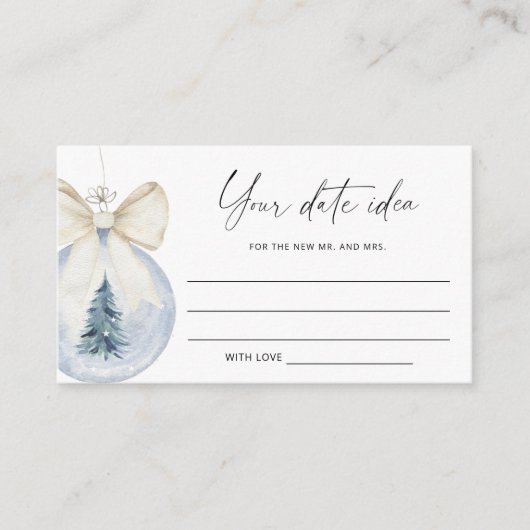 水彩冬のデート夜のアイデア \ デート瓶 エンクロージャーカード (正面)