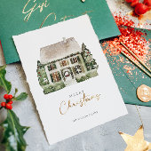 水彩冬のハウスクリスマス シーズンカード