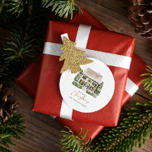 水彩冬のハウスクリスマス