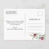 水彩冬のバラ花写真クリスマス ポストカード (裏面)