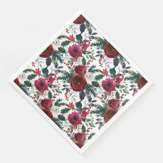 水彩冬のバーガンディ花クリスマス (コーナー)