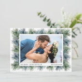 水彩冬のパインズクリスマスフォトカード シーズンカード (スタンド正面)