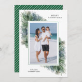 水彩冬のパインズクリスマスフォト シーズンカード (正面/裏面)