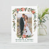 水彩冬のフローラと結婚した緑メリー色 シーズンカード (スタンド正面)