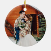 水彩冬のフローラウッドフォトバック セラミックオーナメント (裏面)