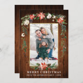 水彩冬のフローラフォトウッド金ゴールド シーズンカード (正面/裏面)