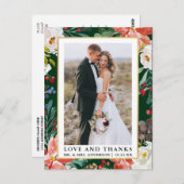 水彩冬のフローラフレーム愛感謝していと ポストカード (正面/裏面)