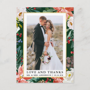 水彩冬のフローラフレーム愛感謝していと ポストカード