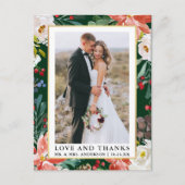 水彩冬のフローラフレーム愛感謝していと ポストカード (正面)