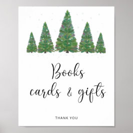 水彩冬のフローラブックカードとギフト ポスター