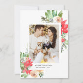 水彩冬のフローラメリークリスマス シーズンカード (正面)