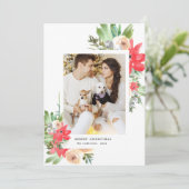 水彩冬のフローラメリークリスマス シーズンカード (スタンド正面)