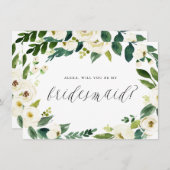 水彩冬のフローラリースは私のブライドメイド (正面/裏面)