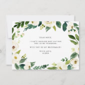 水彩冬のフローラリースは私のブライドメイド (裏面)