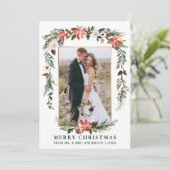 水彩冬のフローラ新着金ゴールドグリーン シーズンカード (スタンド正面)