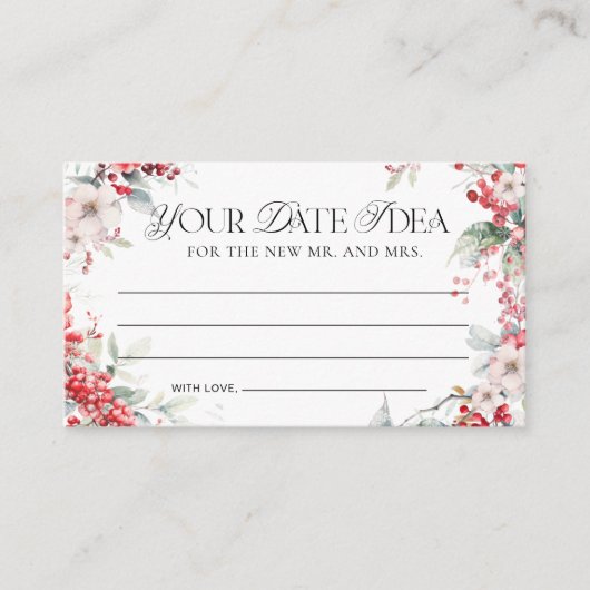 水彩冬のフローラ日付ナイトアイディア エンクロージャーカード (正面)