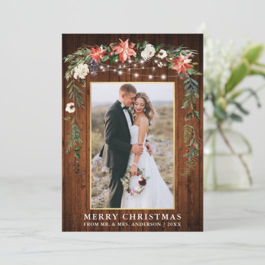 水彩冬のフローラ木材金ゴールド新着 シーズンカード (スタンド正面)