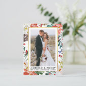 水彩冬のフローラ結婚したとメリー ポストカード (スタンド正面)