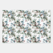 水彩冬のフローラ花クリスマス ラッピングペーパーシート (正面3)