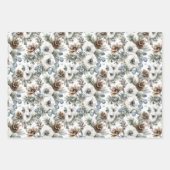 水彩冬のフローラ花クリスマス ラッピングペーパーシート (正面2)