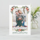 水彩冬のフローラ金ゴールドフレーム写真 シーズンカード (スタンド正面)