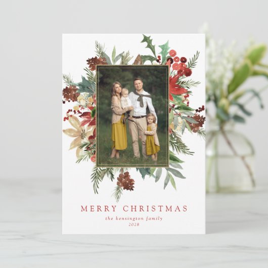 水彩冬のフローラ金箔クリスマスフォト (スタンド正面)