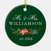 水彩冬のフローラPHOTO BACK Green セラミックオーナメント (正面)