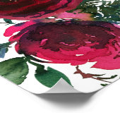 水彩冬のブルゴーニュの花 ポスター (角)