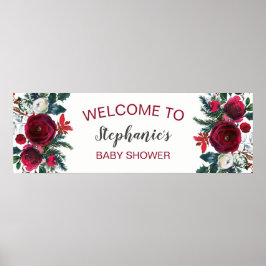 水彩冬のブルゴーニュの花 ポスター