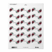 水彩冬のブルゴーニュの花 ラベル (フルシート)