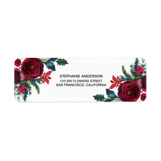 水彩冬のブルゴーニュの花 ラベル (正面)