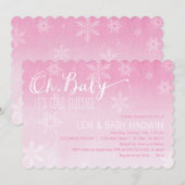 水彩冬のベビーシャワー招待状|少女 招待状 (正面/裏面)