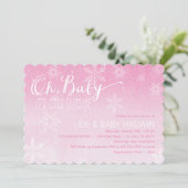 水彩冬のベビーシャワー招待状|少女 招待状 (スタンド正面)