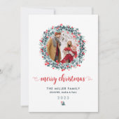 水彩冬のベリーグリーンリース写真 シーズンカード (正面)