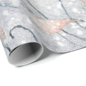 水彩冬のホリーベリーと雪のクリスマス ラッピングペーパー (ロールコーナー)