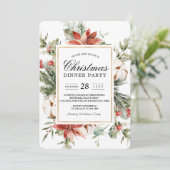 水彩冬のポインセチアと緑の松の木Ⅰ 招待状 (スタンド正面)