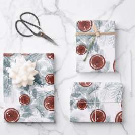 水彩冬のモミの離れ ラッピングペーパーシート