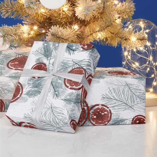 水彩冬のモミの離れ ラッピングペーパー (クリスマス)