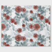 水彩冬のモミの離れ ラッピングペーパー (フラット)