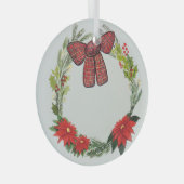 水彩冬のリースとポインセチアとボウG ガラスオーナメント (正面右)