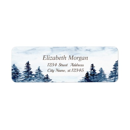 水彩冬のワンダーランド、森 ラベル (正面)