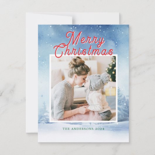 水彩冬の不思議な世界と1枚の写真 シーズンカード (正面)