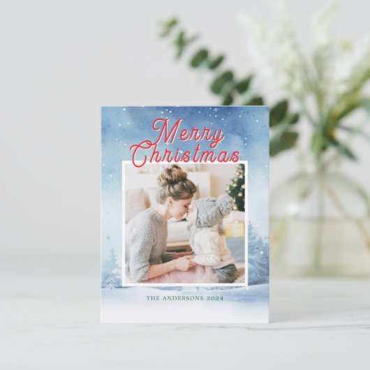 水彩冬の不思議な世界と1枚の写真 シーズンカード (スタンド正面)