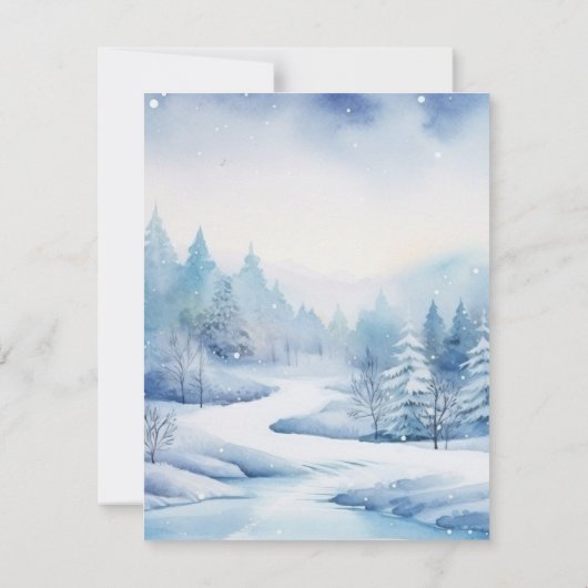 水彩冬の不思議な世界と1枚の写真 シーズンカード (裏面)