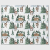 水彩冬の不思議な世界　素朴な納屋のクリスマス ラッピングペーパー (フラット)
