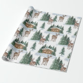 水彩冬の不思議な世界　素朴な納屋のクリスマス ラッピングペーパー (アンロールド)