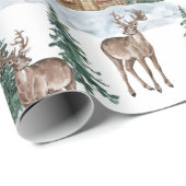 水彩冬の不思議な世界　素朴な納屋のクリスマス ラッピングペーパー (ロールコーナー)