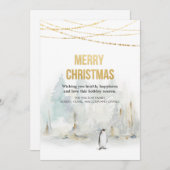 水彩冬の休日クリスマスグリーティングカード (正面/裏面)