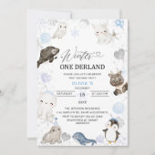 水彩冬の北極ベビーターニング招待 招待状 (正面)