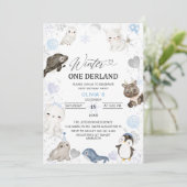 水彩冬の北極ベビーターニング招待 招待状 (スタンド正面)